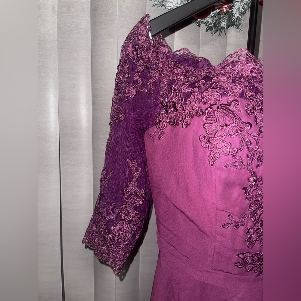 Elegant Purple Lace Wedding Dress - Picture 10 of 13